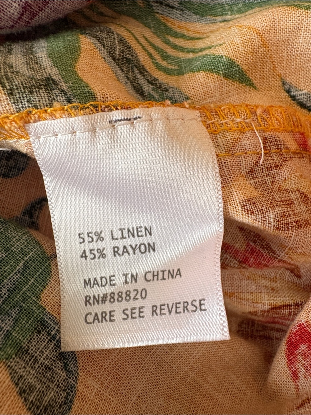 RACHEL Rachel Roy Linen Resort Mustard Yellow Tropical Wide Leg Pants SZ XL - Picture 4 of 9